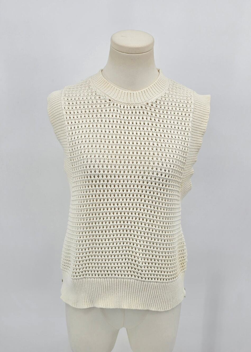 Varley Randal Crop‎ Knit Tank Small Cream Knit Sleeveless Pullover